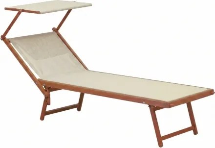 Lettino Prendisole In Alluminio Effetto Legno 61x186x40 Cm Wooden Telo Beige
