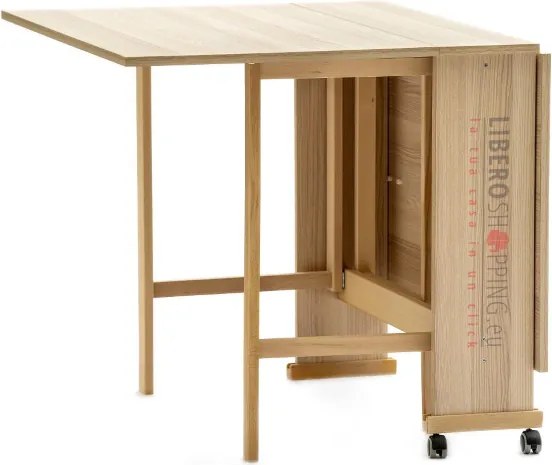 Tavolo richiudibile legno formica con ruote 140x90 cm GIORGIA Rovere