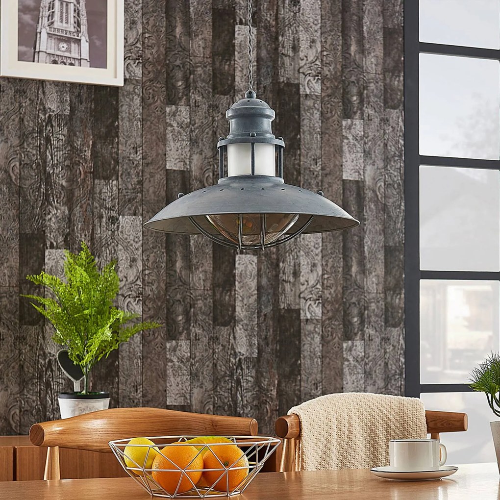 Lampada a sospensione Louisanne Lindby, dimmerabile, Alluminio / Grigio / Zincato, Cucina, Metallo, Industriale, Lampada a sospensione