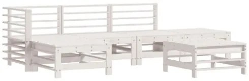 Set Salotto da Giardino 6 pz Bianco in Legno Massello di Pino