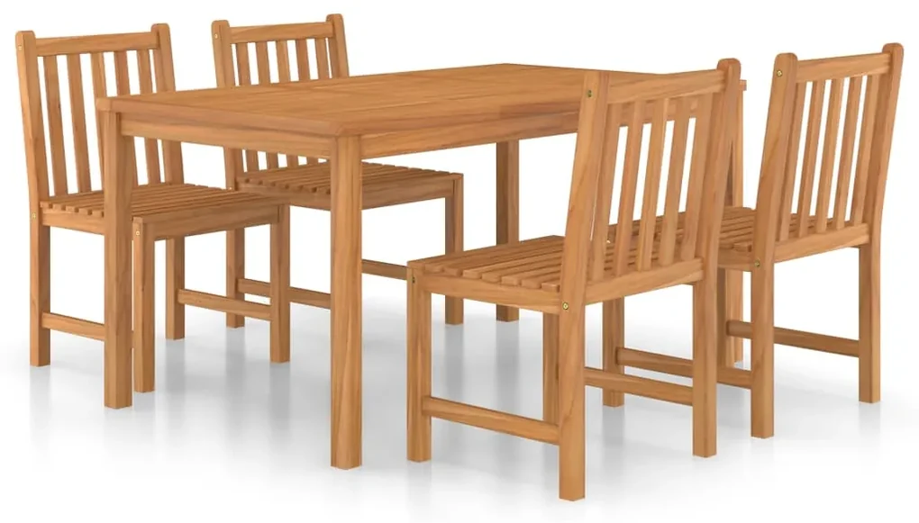 Set da pranzo per esterni 5 pz in legno massello di teak