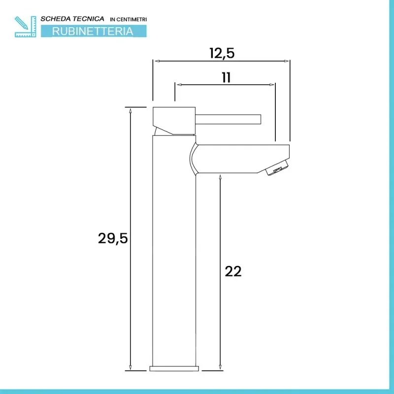 Miscelatore lavabo alto nero opaco con piletta click clack York