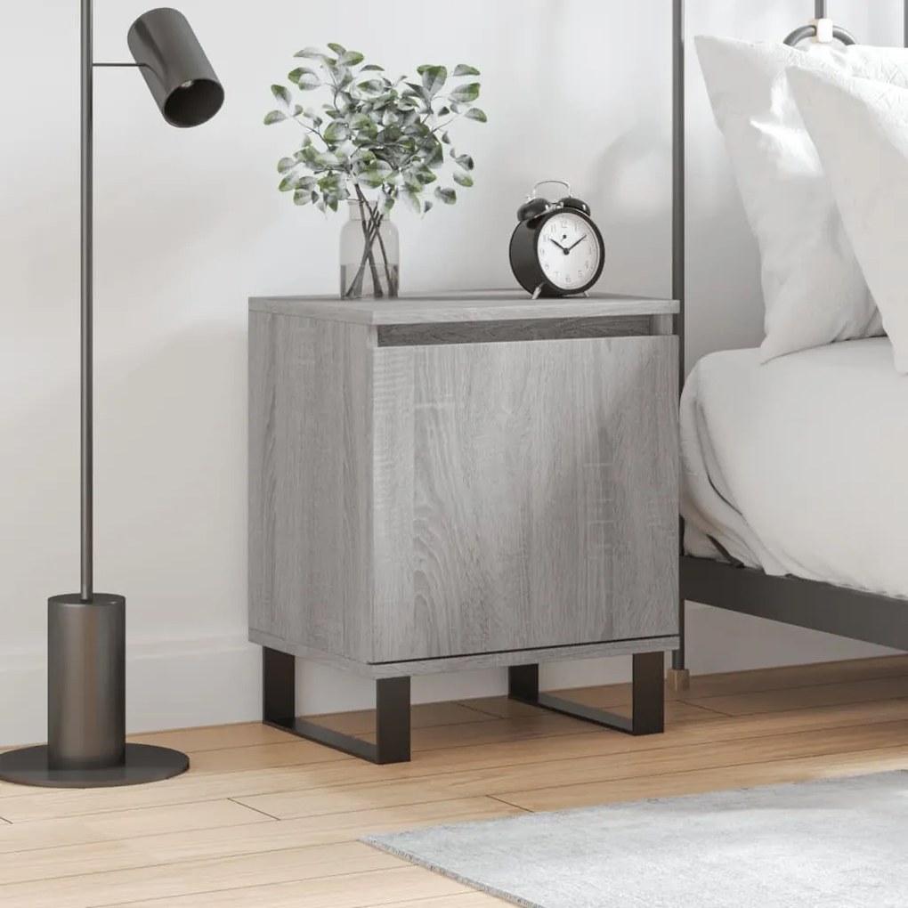 Comodino Grigio Sonoma 40x30x50 Cm İn Legno Multistrato /