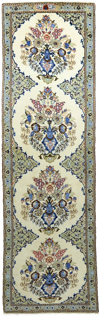 Nain Tappeto persiano 310x90 Blu (Iran) Annodato A Mano