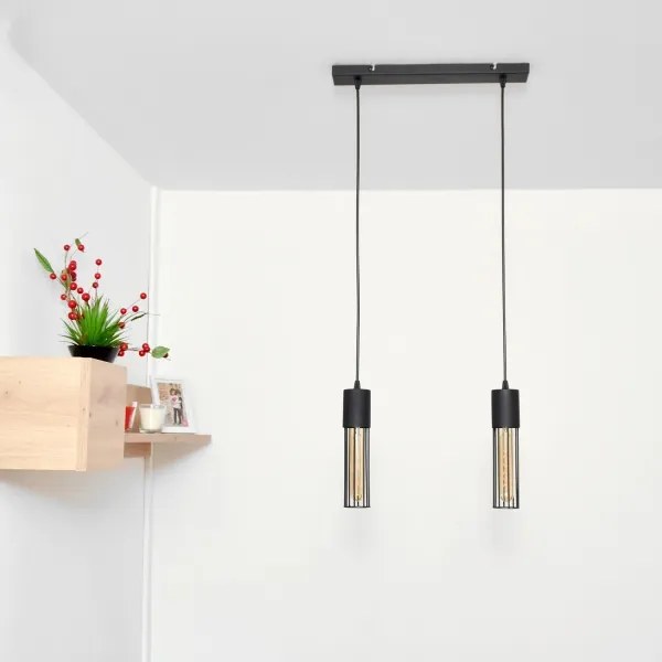 Lampadario a sospensione con filo MELODY 2xE27/15W/230V nero