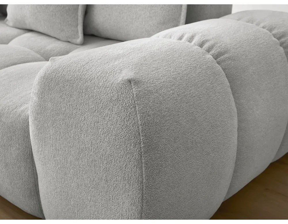 Divano angolare grigio chiaro allungabile e con contenitore (penisola a sinistra/a L) con rivestimento in ciniglia Everest – Bobochic Paris