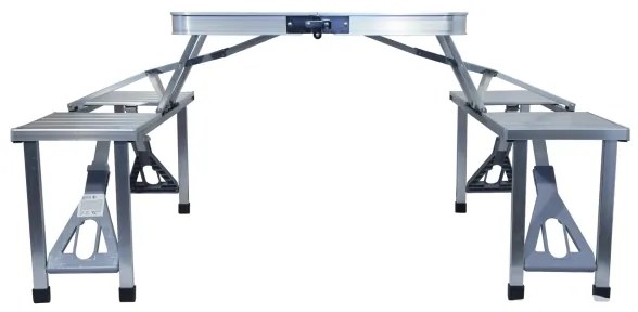 Tavolo da campeggio pieghevole con chairs bianco/cromo