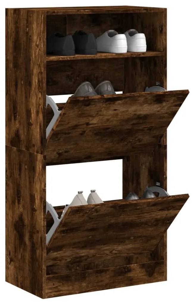 Scarpiera Rovere Fumo 60x34x116 Cm İn Legno Multistrato /