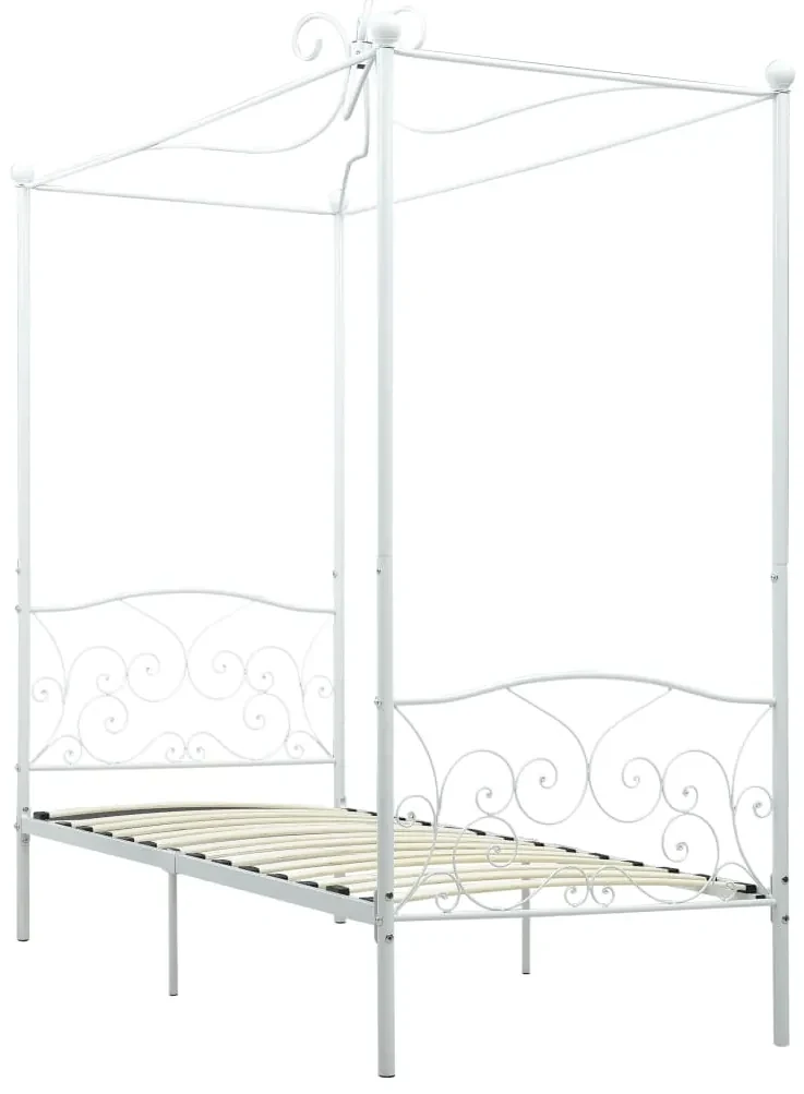 Letto a baldacchino bianco in metallo 90x200 cm