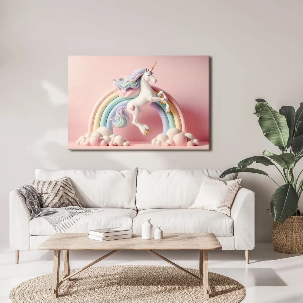 Quadro su tela – Unicorno magico con arcobaleno