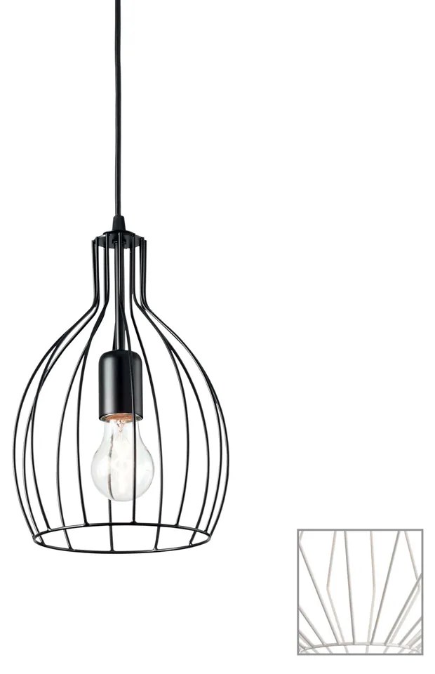 Sospensione Industrial-Minimal Ampolla-2 Metallo Bianco 1 Luce E27