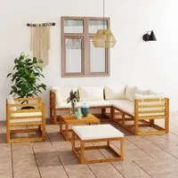 Set Divani da Giardino 8 pz con Cuscini Crema Massello Acacia cod mxl 41221