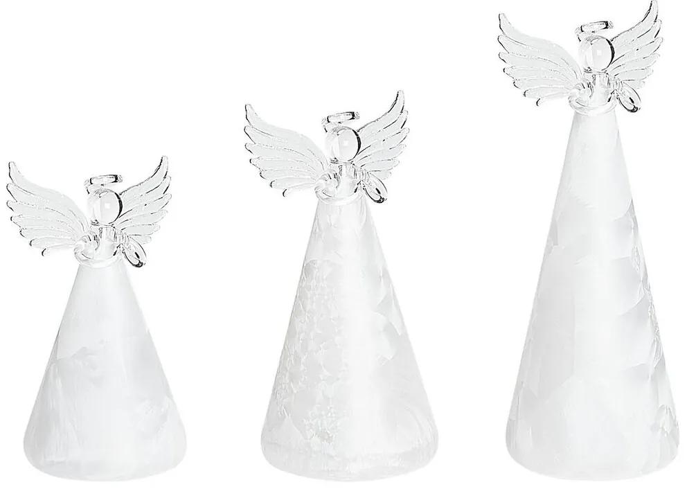 Set di 3 statuette decorative con LED vetro bianco KITTILA Beliani