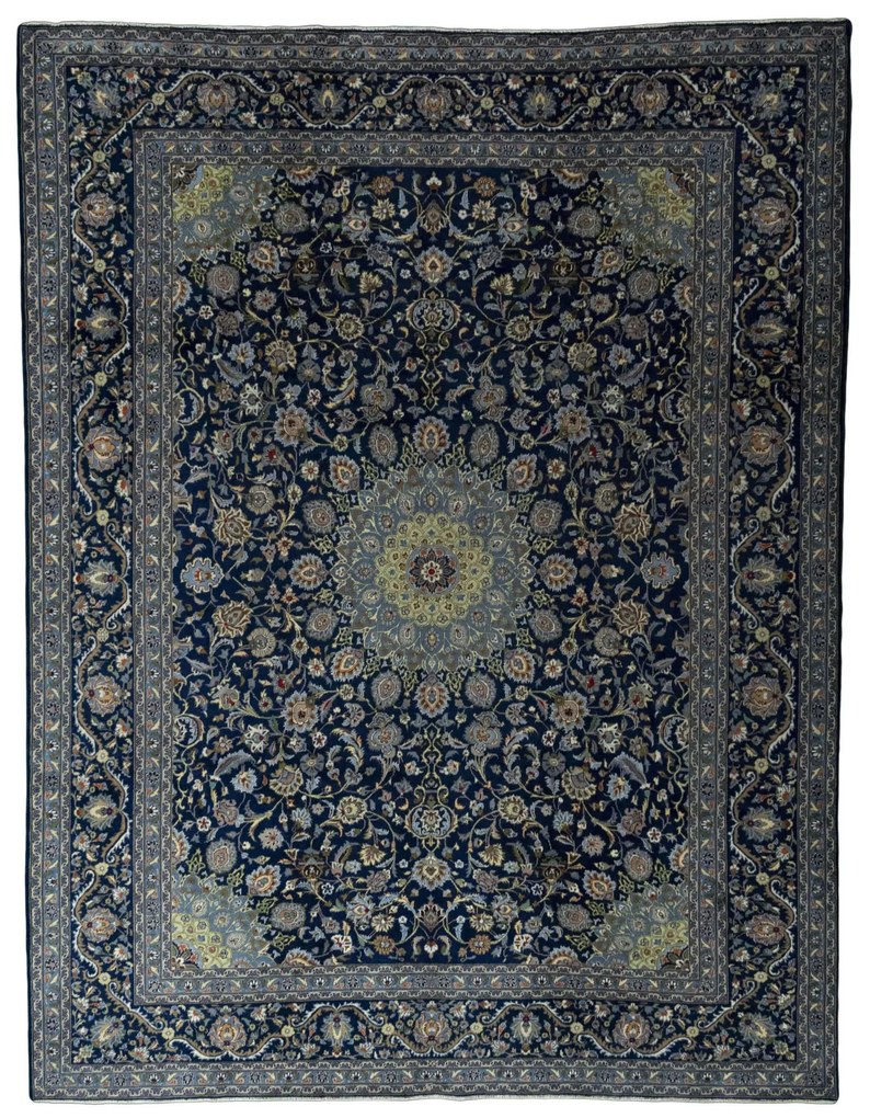 Kashmar Tappeto 290 x 390 Blu (Iran) Annodato A Mano