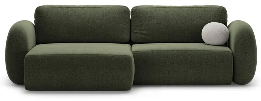 Divano angolare verde allungabile/con contenitore con rivestimento in ciniglia Tonale – Cosmopolitan Design