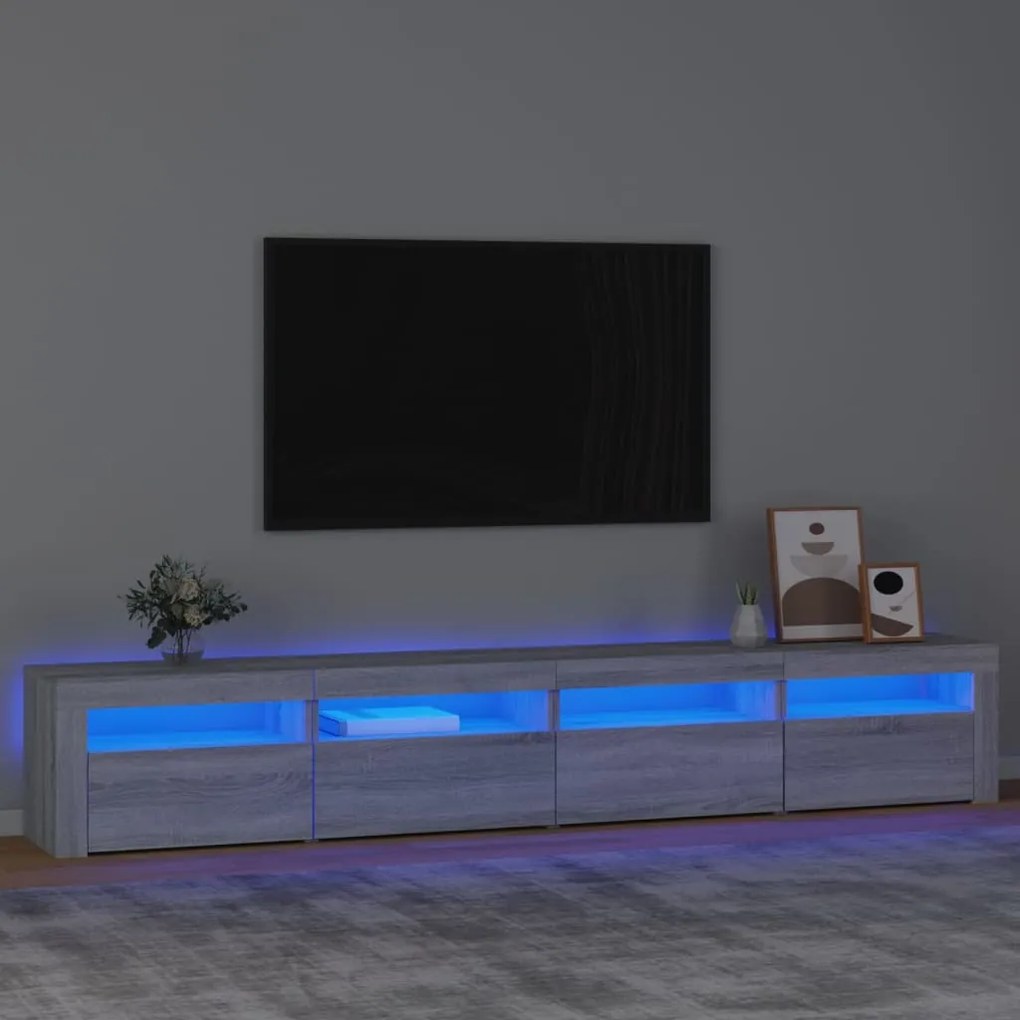 Mobile Porta Tv Con Luci Led Grigio Sonoma 240x35x40 Cm /