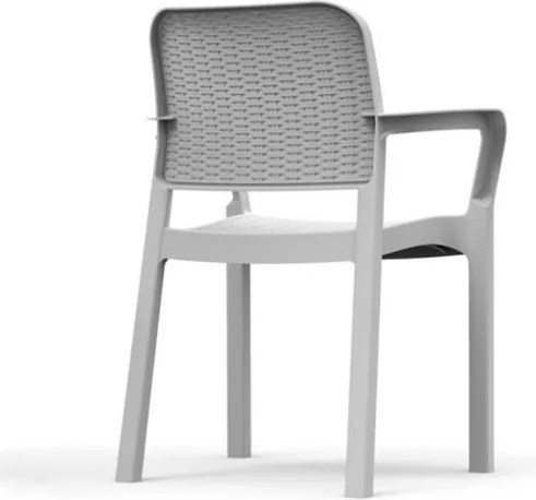 Sedia Da Giardino Impilabile Con Braccioli In Resina Effetto Intrecciato Bella Keter Bianca