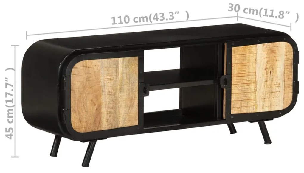 Mobile Porta TV 110x30x45 cm in Legno Massello di Mango Grezzo