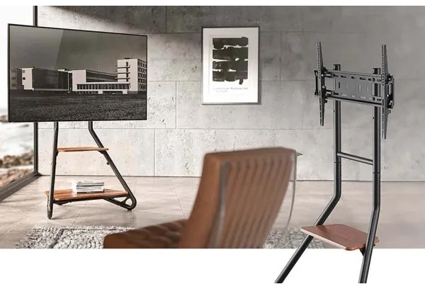 Nedis TVSM6200BK - Supporto da pavimento per TV 37-75" nero/marrone