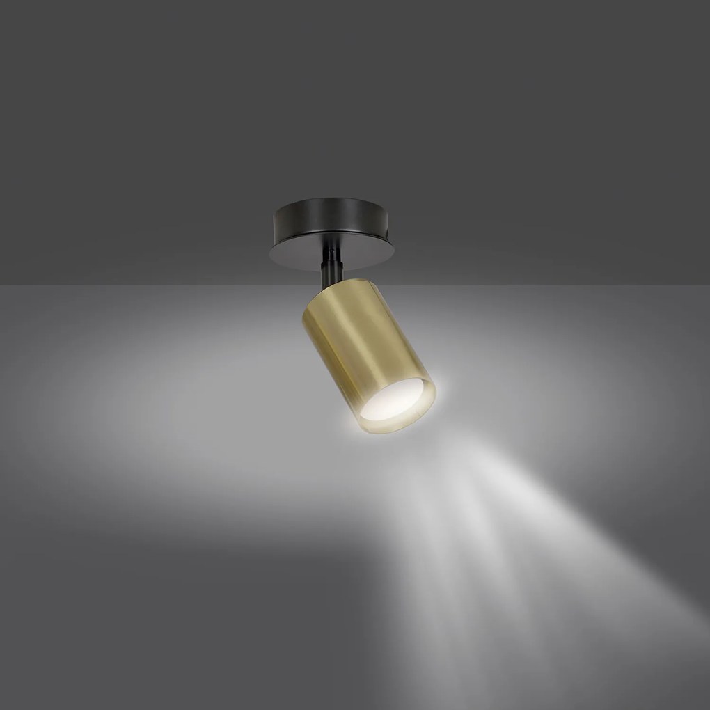 Spot Faretto Moderno Regolabile 1 Luce Guanyin A Cilindro In Acciaio Nero E Oro