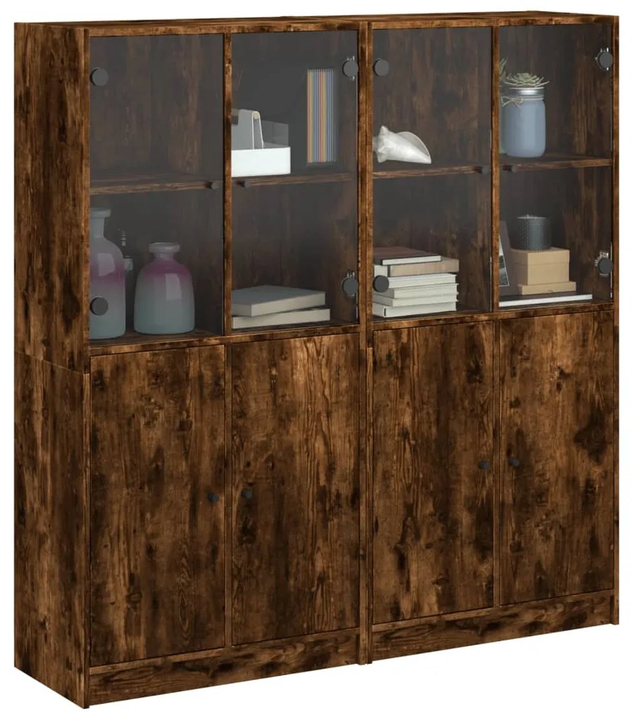 Libreria ante rovere fumo 136x37x142 cm in legno multistrato