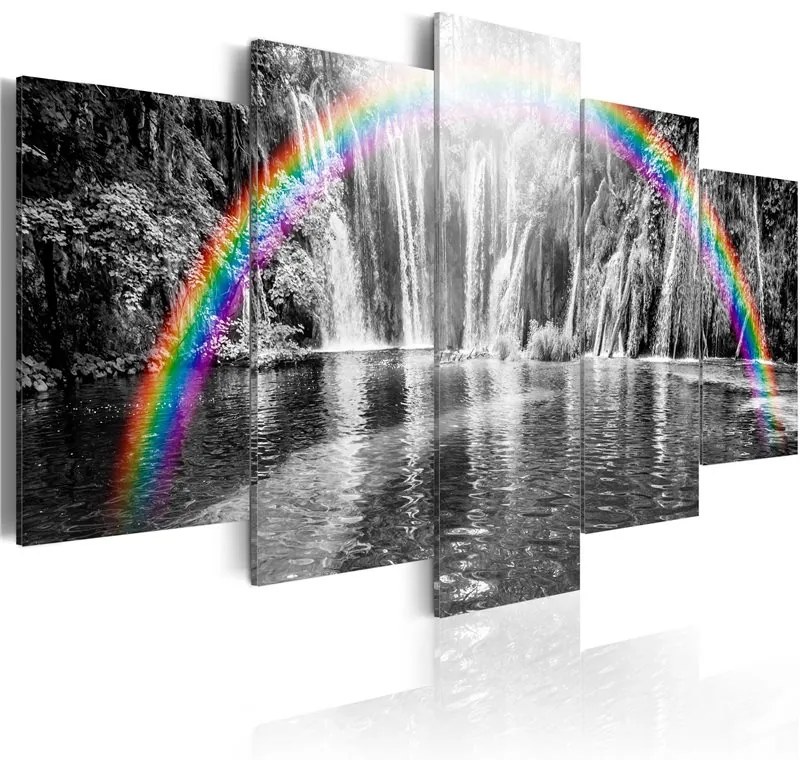 Quadro Arcobaleno sul grigio  Colore bianco e nero, Dimensioni e Misure 100x50