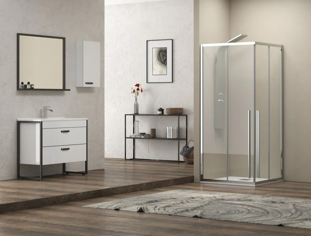 Box doccia 80x150 angolare doppio scorrevole vetro 8mm altezza 200h | KEL1000 - KAMALU