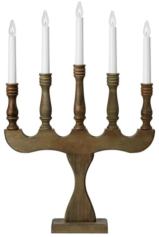 Markslöjd 706280 - Candelabro natalizio SVANEHOLM 5xE10/3W/230V pino/marrone