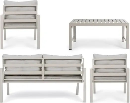 Salotto da esterno in alluminio 4 posti Avorio Bizzotto Lorillard New