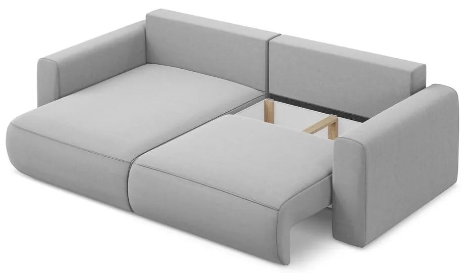 Divano angolare grigio chiaro allungabile/con contenitore (con penisola a sinistra/con chaise lounge) con rivestimento in velluto Kapua – Makamii