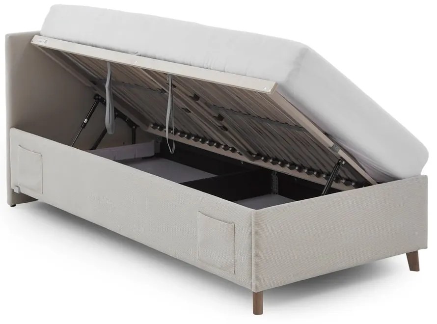 Letto da bambini beige imbottito con contenitore con rete inclusa 140x200 cm Cool – Meise Möbel