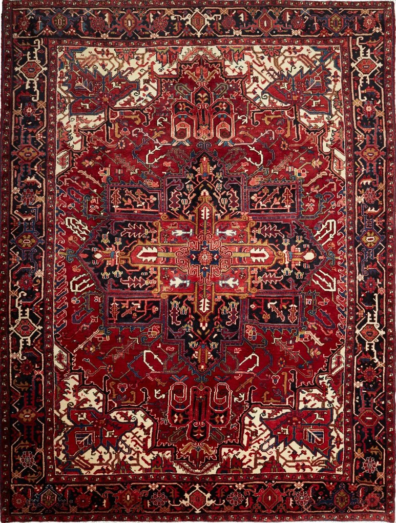 Heriz Tappeto persiano 340x260 Blu (Iran) Annodato A Mano