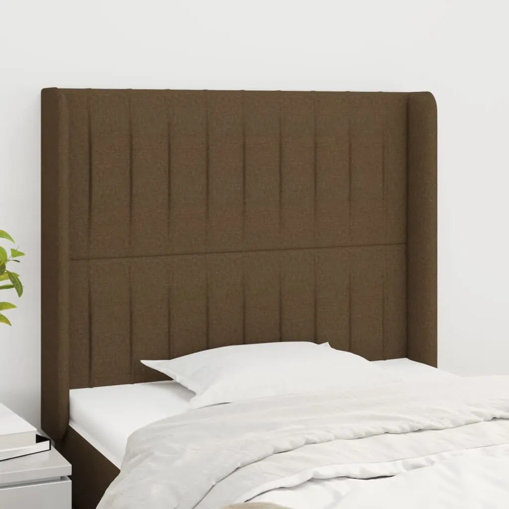 Testiera Ad Orecchio Marrone Scuro 93x16x118/128 Cm İn Tessuto /