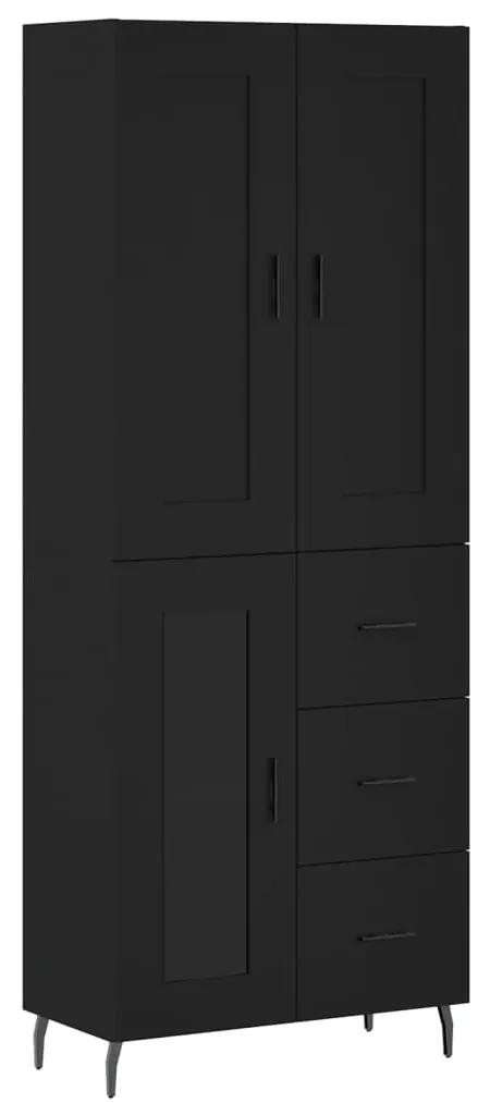 Credenza nera 69,5x34x180 cm in legno multistrato