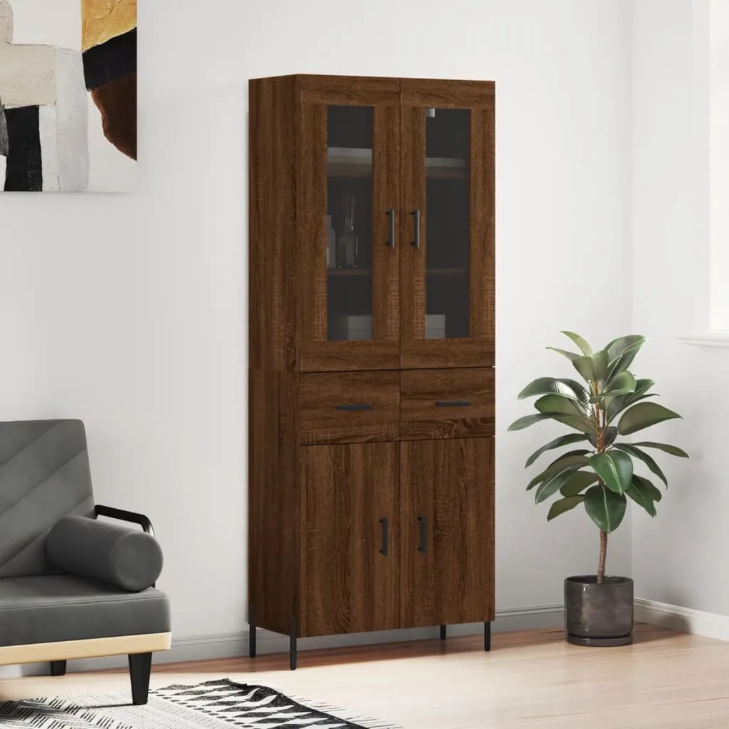 Credenza Rovere Marrone 69,5x34x180 Cm İn Legno Multistrato /