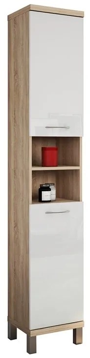 Kamalu - Composizione bagno a terra o sospesa 80 cm bicolore bianco e legno chiaro | LAC ESTIA-80