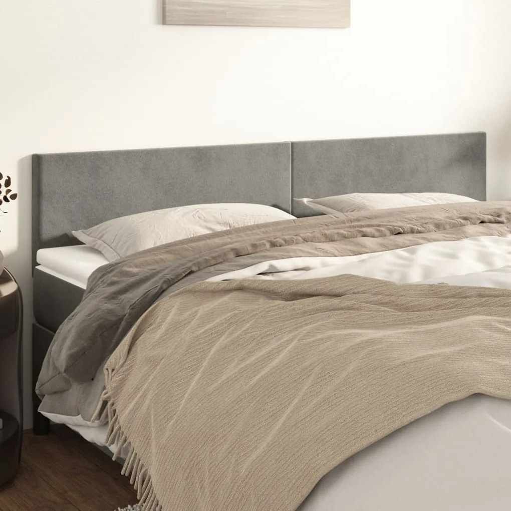 Testiere 2 Pz Grigio Chiaro 100x5x78/88 Cm İn Velluto /