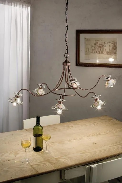 6-light chandelier Ferroluce Classic Milano C1125