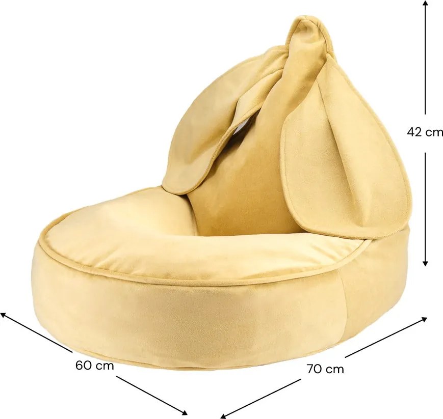 Pouf a sacco per bambini giallo con rivestimento in velluto Bunny – Wigiwama