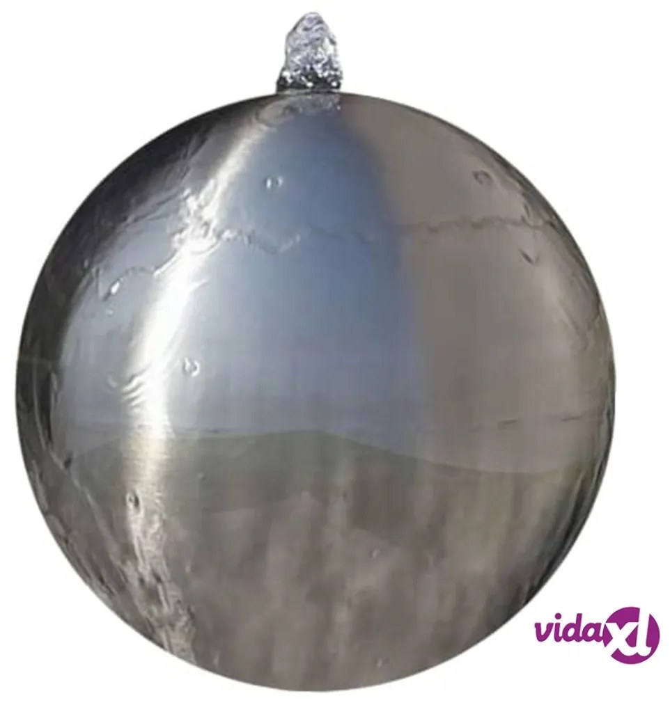 vidaXL Fontana da Giardino a Sfera con LED in Acciaio Inox 40 cm