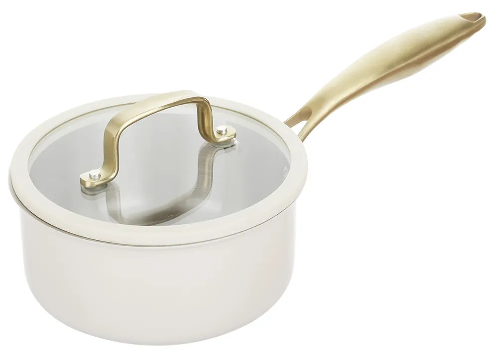 Casseruola 20 cm in acciaio bianco oro California con coperchio