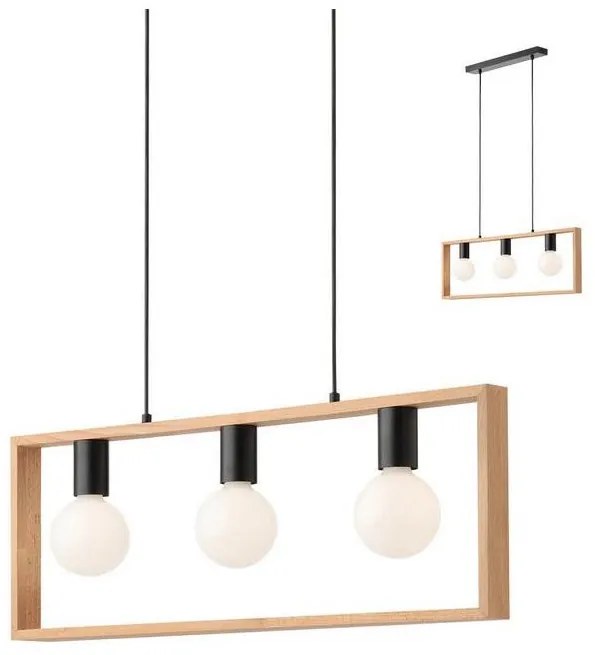 Redo 01-1665 - Lampadario a sospensione con filo TIMBER 3xE27/42W/230V