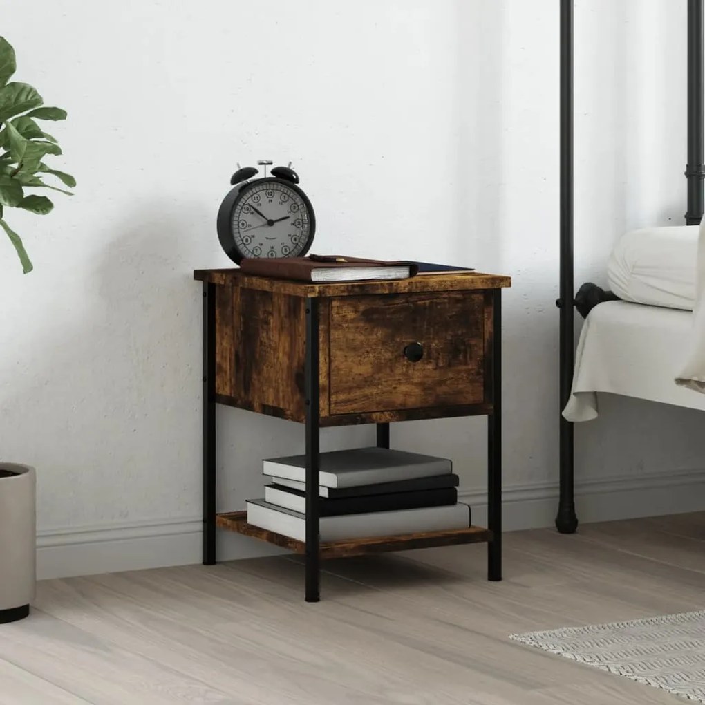 Comodino Rovere Fumo 34x35,5x45 Cm İn Legno Multistrato /