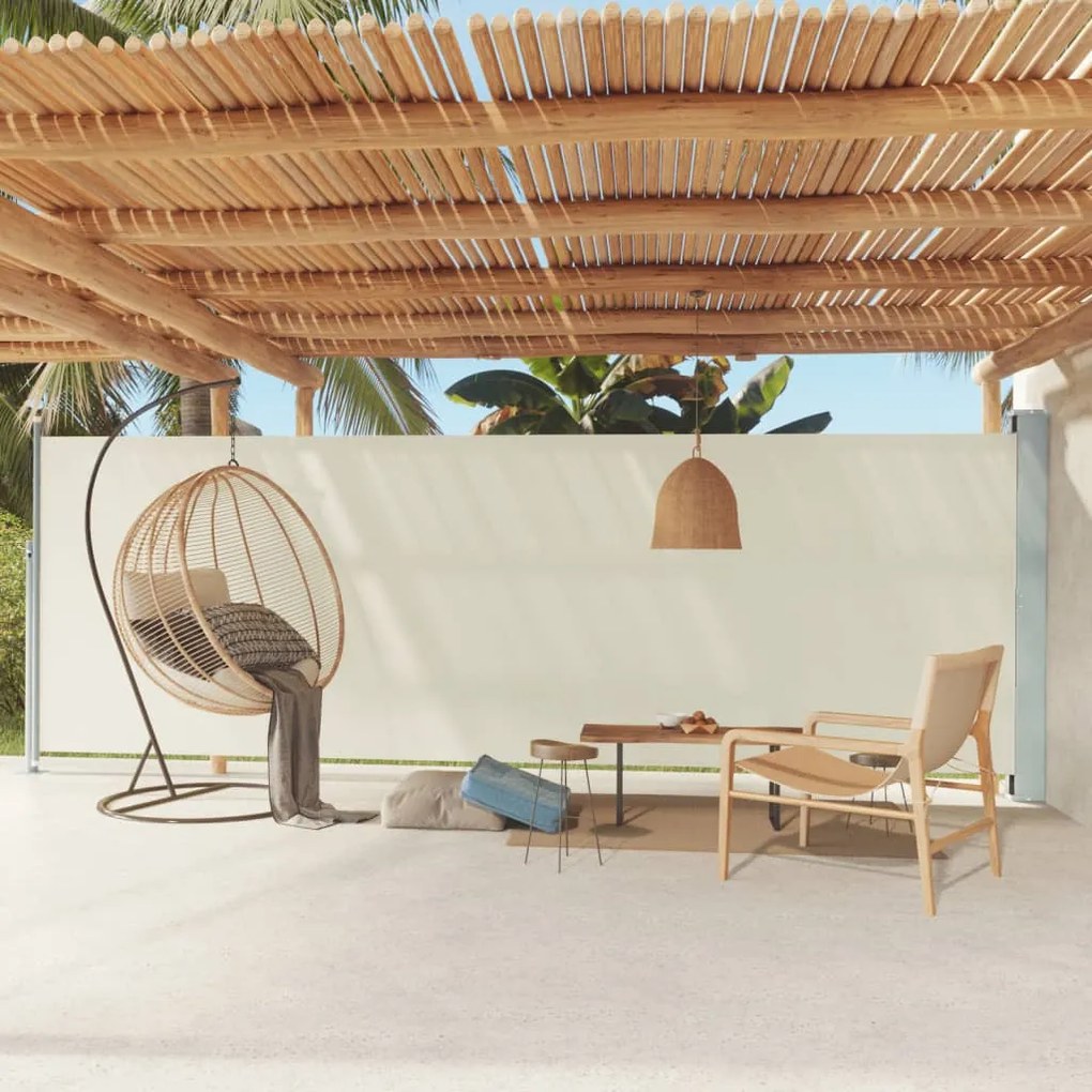 Tenda Da Sole Laterale Retrattile Per Patio 180x600 Cm Crema /
