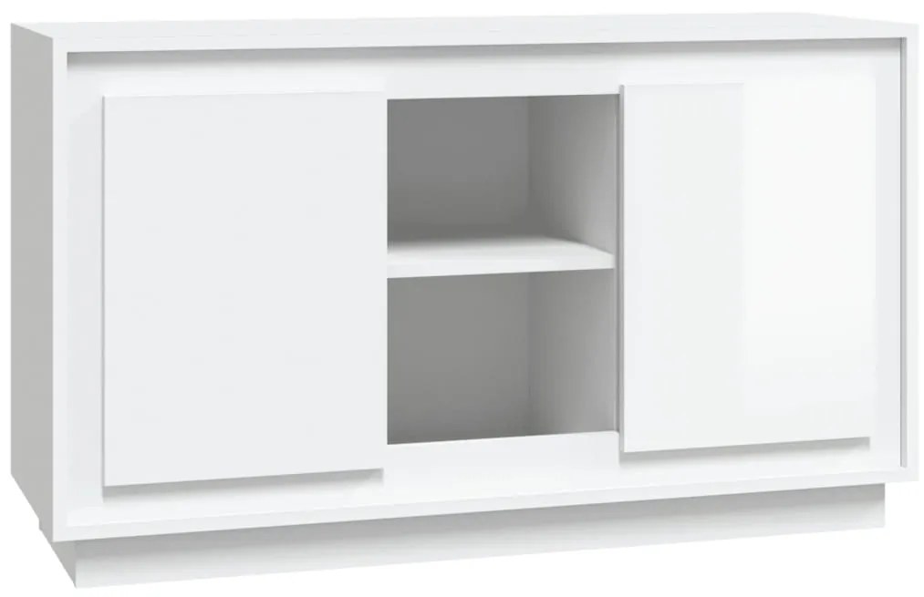 Credenza bianco lucido 102x35x60 cm in legno multistrato