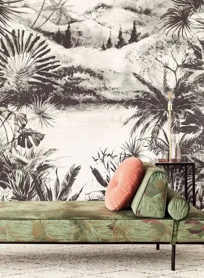 Eijffinger Carta da parati Tropical - Mehrfarbig Schwarzweiß