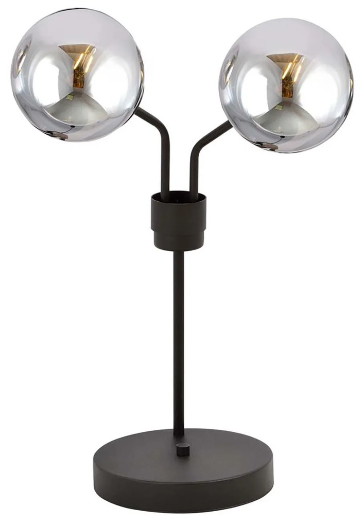 Lampada Da Tavolo Moderna Orione Acciaio Nero Grigio 2 Luci E14 Ip20