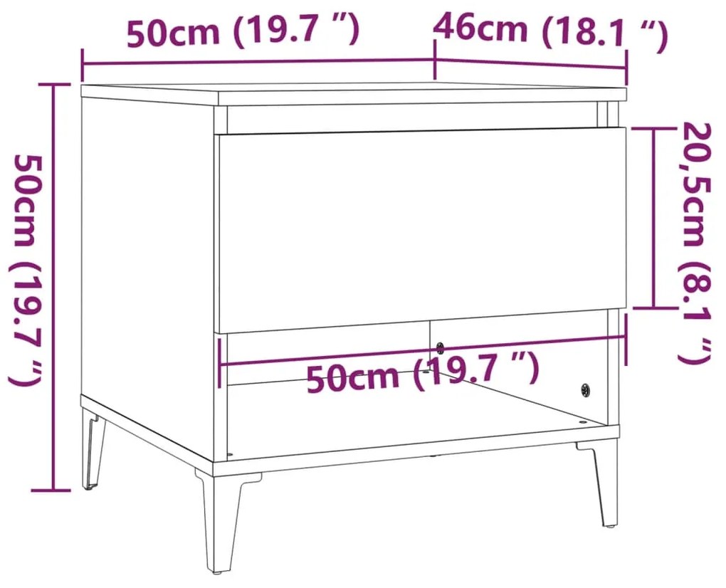 Tavolino Rovere Sonoma 50x46x50 cm in Legno Multistrato