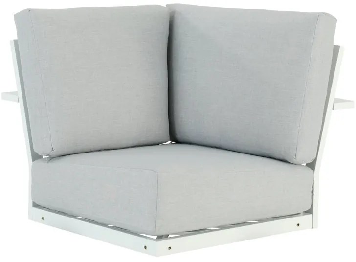 Angolo per divano da giardino con cuscino grigio Athena NATERIAL, struttura in alluminio seduta in alluminio bianco, L 91 x H 91 x P 91 cm