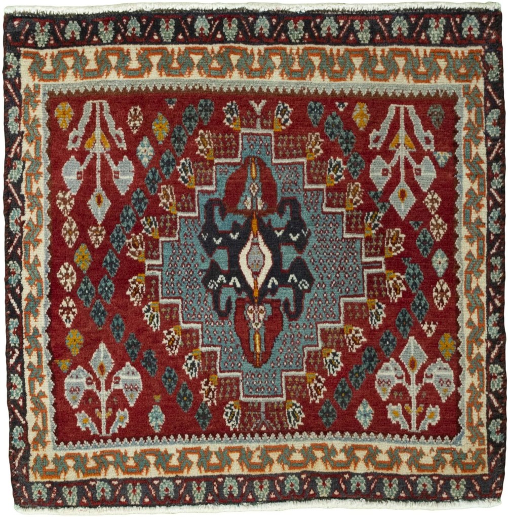 Shiraz Tappeto 60x60 Rosso (Iran) Annodato A Mano